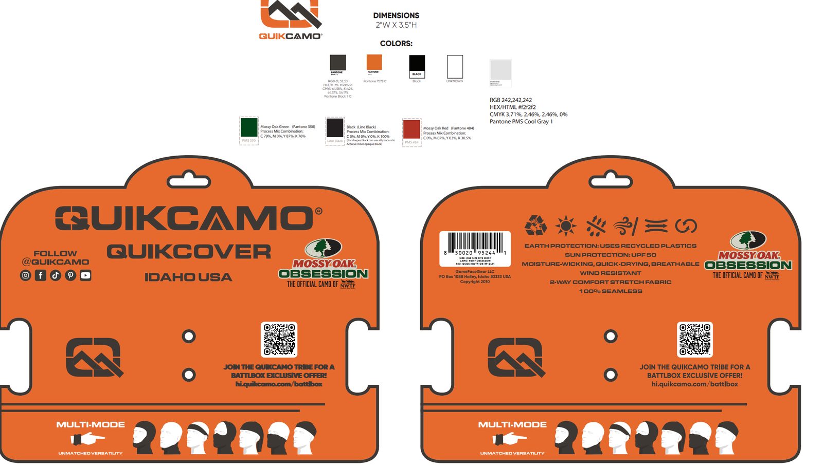 QuikCamo QuikCover packaging die-line