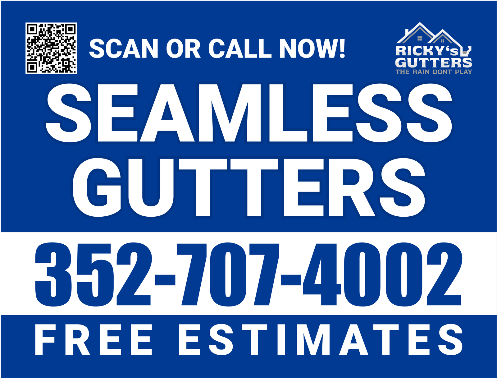Ricky's Gutters yard sign design variant