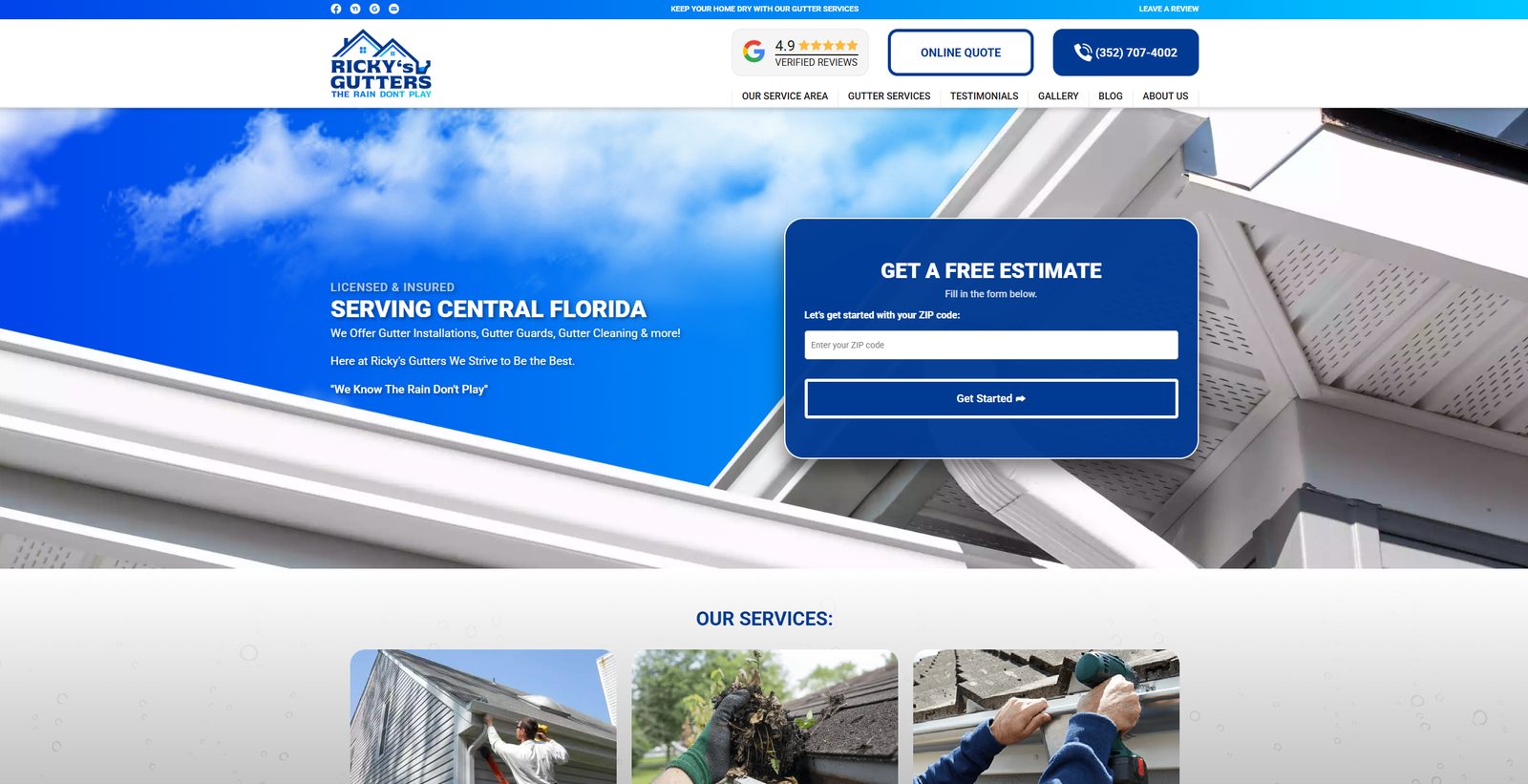 Ricky's Gutters website at rickysgutters.com
